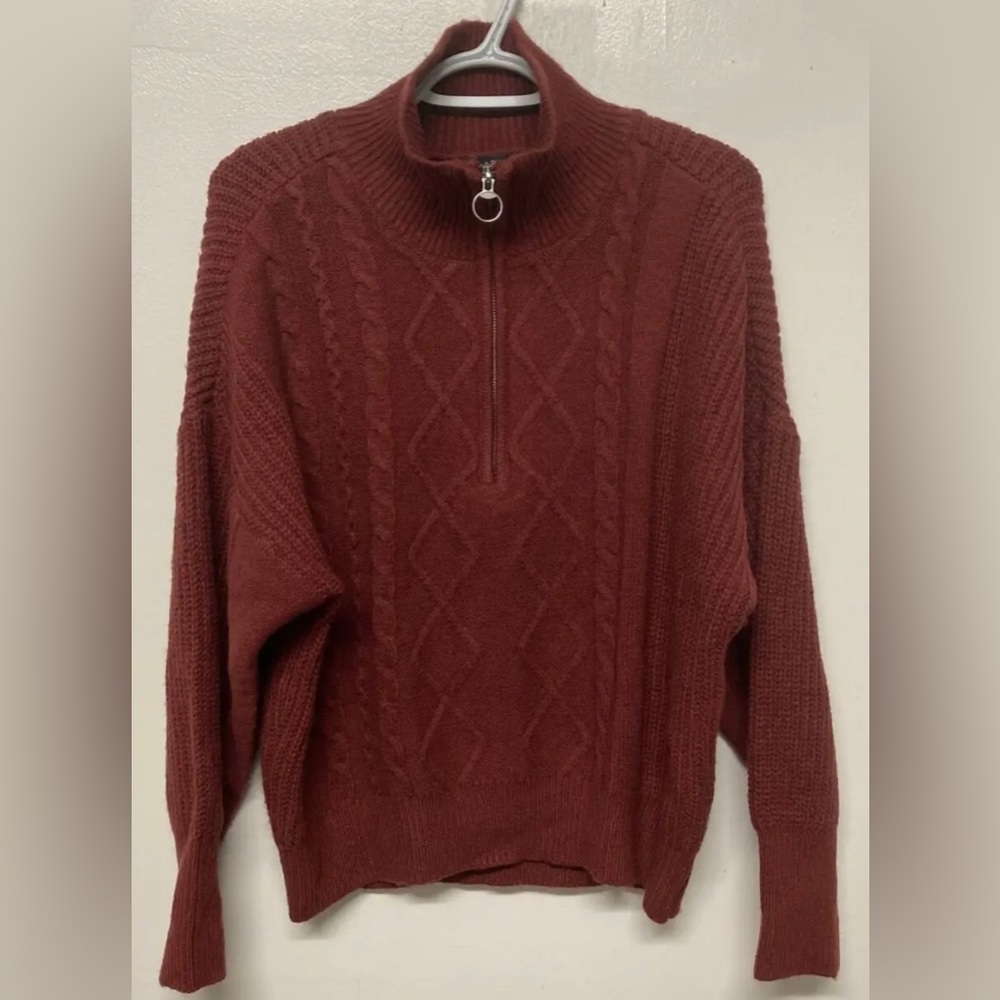 New! Flag & Anthem Womens Sweater Half Zip Pullover Red Medium Long Sleeve - Picture 3 of 12